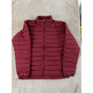 Columbia Omni-Heat Puffer Jacket Women's L Red Burgundy Full Zip Insulated EUC